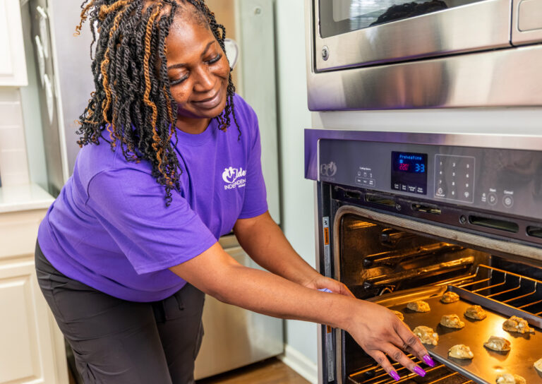 Caregivers prepare snacks